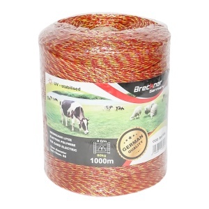 Rola fir galben-rosu fi 2mm, 6x0.15mm SS inox, 5.5 Ohm/m 1000m gard electric Breckner Germany