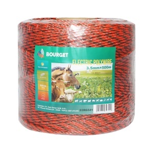 Rola fir portocaliu-negru fi 3.5mm 6x0.25mm SS, 500m gard electric, rezistenta 0.9 Ohm Bourget - Img 2