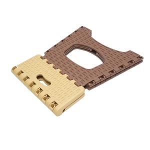 Scaun plastic crem-maro pliabil 286x325x270mm - Img 3