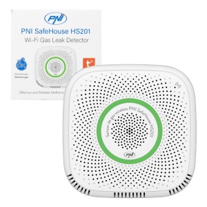 Senzor de gaz metan (CH4) PNI SafeHouse HS201 cu Wi-Fi, control din aplicatia Tuya Smart, alimentare 230V, 70dB, prompt vocal, alarma sonora si vizuala, iesire electrovalva - Img 4