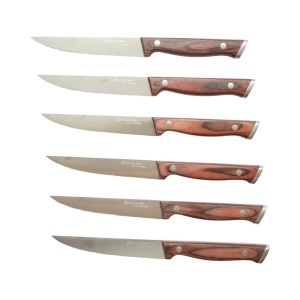 Set 6 cutite steak 12.5cm, lama zimtata otel 3Cr13, maner lemn Pakka Breckner Germany - Img 2