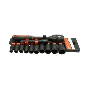Set chei tubulare 10-24mm, prelungitor 125mm, antrenor cu clichet 1/2 inch 12 piese Cr-V Breckner Germany - Img 2