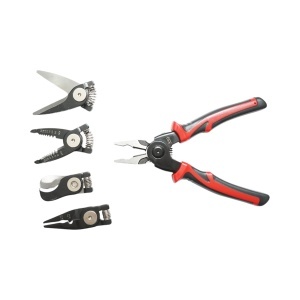Set cleste patent multifunctional 5 in 1 cu foarfeca, taiere, sertizare, dezizolare cabluri - Img 2