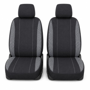 Set huse scaune auto universale negru-gri, material textil 8 piese - Img 2
