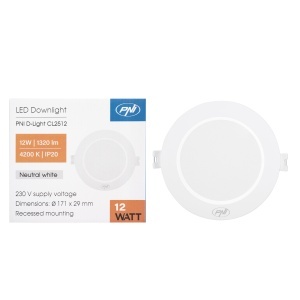 Spot LED PNI D-Light CL2512 12W, incastrabil, rotund 17 cm, 4200K, alimentare 230V, 1320 lm, alb neutru - Img 2
