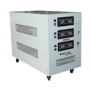 Stabilizator automat de tensiune 30KVA trifazat cu servomotor, bypass, afisaj LCD Breckner Germany - Img 5