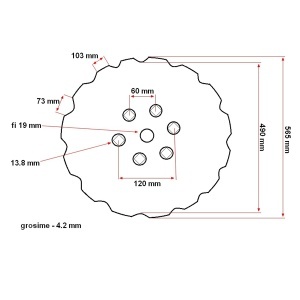 Taler crestat disc independent D=565x4 patrat 6x13.8 6,95 kg - Img 5