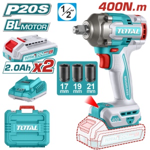 TOTAL - MASINA DE INSURUBAT CU IMPACT CU ACUMULATOR 20V-2.0AH LI-ION (INCLUDE 2 ACUMULATORI,1 INCARC