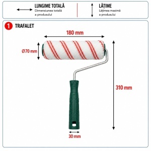 Trafalet poliester 18cm, diametru rola 70mm, fir 18mm, maner PP Breckner Germany - Img 5