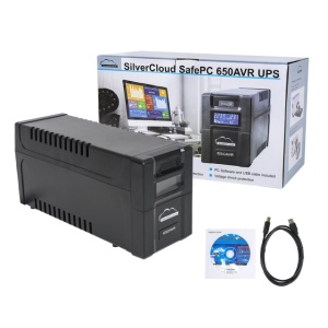 UPS SilverCloud SafePC 650AVR putere 360W ecran LCD software monitorizare PC - Img 8
