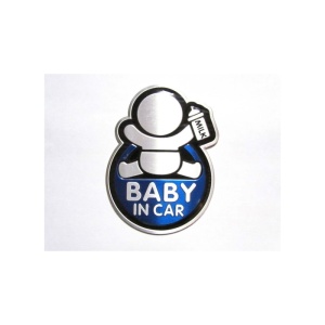 Abtibild “BABY IN CAR” fundal albastru forma in relief