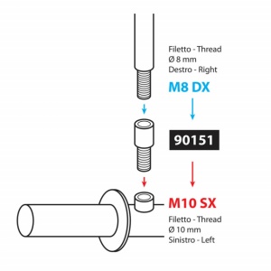 Adaptoare oglinzi - Filet Ø 8 mm dreapta > Ø 10 mm stânga - Img 2