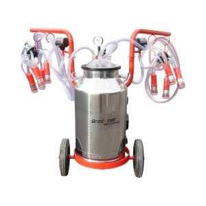 Aparat de muls vaci 2 posturi bidon 40L inox cu vid in cadru(vacuum) Breckner Germany