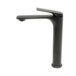 Baterie lavoar baie inalta Premium din cupru, pipa lunga, design rotund, monocomanda, negru mat, furtunuri incluse - Img 3