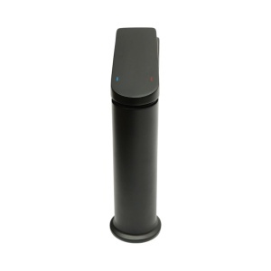 Baterie lavoar baie Premium din cupru, pipa lunga, design rotund, monocomanda, negru mat, furtunuri incluse - Img 4