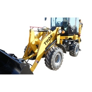 Buldoexcavator articulat compact 1.8T, motor diesel 50CP Euro 3 cu brat excavator, cupa frontala, furci paleti, picon hidraulic THOR - Img 9