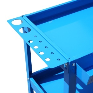 Carucior scule metalic pe roti cu 3 rafturi, compartimente piese si suporturi perforate 660x360x730mm - Img 6