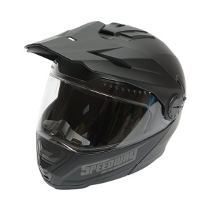 Casca motocross integrala negru mat cu viziera transparenta si ochelari de soare, marimea XL Lion Matt Black Breckner Germany