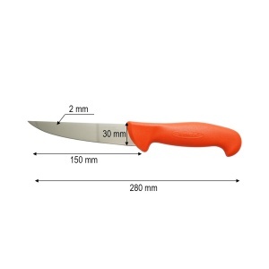 Cutit de transat si injunghiat profesional 15cm, lama otel 5Cr15MoV, maner Nylon rosu-portocaliu Breckner Germany - Img 4