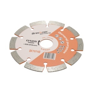 Disc diamantat segmentat 125x22.23mm, segment 10mm pentru caramida, beton, zidarie, boltari, piatra Breckner Germany - Img 3