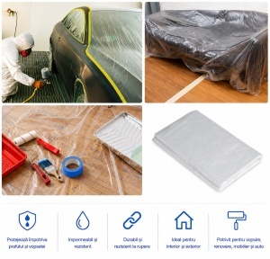 Folie protectie zugravit si vopsit 5x4m, 20mp, HDPE 8 microni HighPower - Img 3