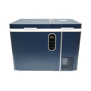 Frigider auto 45L cu compresor 12V-24V-220V, 45W, afisaj LCD, zona dubla de racire, albastru 616x386x451mm - Img 2
