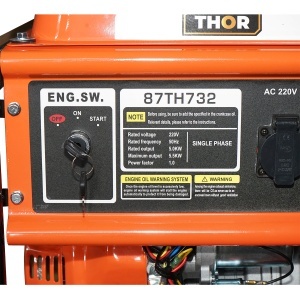 Generator electric 5.5kW/220V, motor pe benzina 15CP, pornire electrica/manuala THOR - Img 5