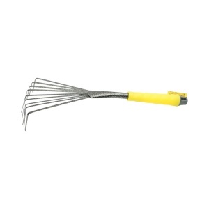 Grebla de gradina evantai cu 9 dinti flexibili din otel carbon 145x350mm, maner ergonomic PP Crownman - Img 3