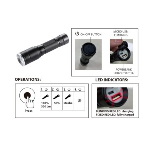 HUNTER: Lanterna LED reincarcabila 5W cu functie de zoom - Img 2