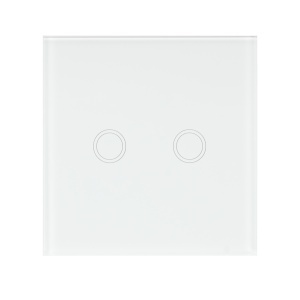 Intrerupator dublu cu touch PNI SH202 din sticla, alb cu LED indicator