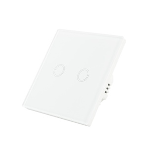 Intrerupator dublu cu touch PNI SH202 din sticla, alb cu LED indicator - Img 2