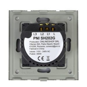 Intrerupator dublu cu touch PNI SH202G din sticla, gold cu LED indicator, culoare auriu - Img 4