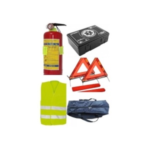 Kit auto complet – Trusa, 2x Triunghiuri, Stingator, Vesta, Geanta