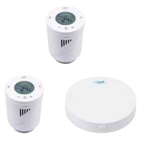 Kit Wifi 2 bucati cap termostatic inteligent PNI CT25T pentru calorifer si Hub PNI CT25WIFI cu control prin Internet, aplicatie de mobil Tuya Smart