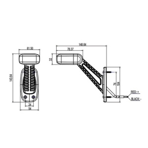 Lampa LED marcaj lateral cu suport STANGA rosu-alb 100MM - Img 5