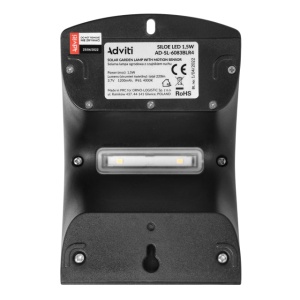 Lampa solara ADVITI SILOE AD-SL-6083BLR4, 1.5 W, senzor de miscare, unghi de detectie 120°, 190lm, IP65, 4000K, 1200mAh, negru - Img 5