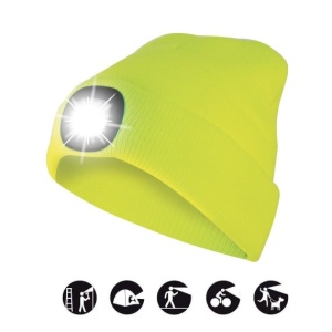 LIGHTHOUSE: Caciula cu lanterna frontala LED reincarcabila. Galben lime