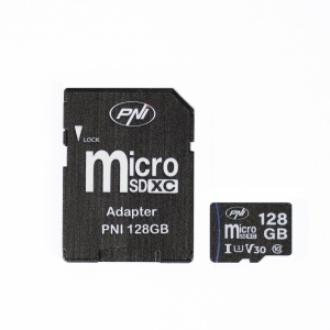 Pachet 2 bucati Card de memorie MicroSD PNI 128GB Clasa 10, 80 Mb/s, V30 cu adaptoare SD incluse