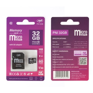 Pachet 2 bucati Card de memorie MicroSD PNI 32GB Clasa 10, 80 Mb/s, V30 cu adaptoare SD incluse - Img 2