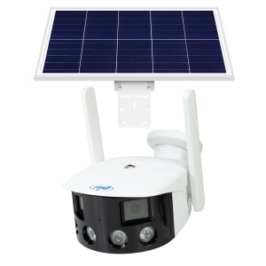 Pachet Camera supraveghere video wireless PNI IP590 Dual lens, 2 x 2MP, 180 grade cu panou solar fotovoltaic, putere 60W cu acumulator 20A, iesire 12V