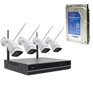 Pachet supraveghere video PNI House WiFi660 NVR cu 4 camere wireless, 3MP si HDD PNI SafeHouse 1TB, 3.5'' inclus