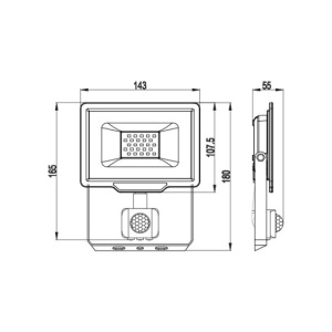 PADLIGHT5: Proiector LED SMD 20W, IP44, negru, 4000K, cu senzor IR - Img 5