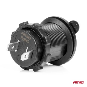 Priza bricheta auto rezistenta la apa cu lumina de fundal LED ROSU 12/24V - Img 3