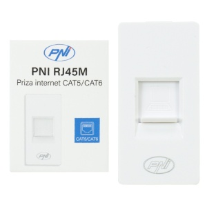 Priza internet PNI RJ45M modulara, CAT5, CAT6, montaj incastrat, alb - Img 2