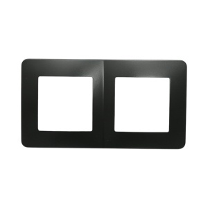 Rama dubla neagra PC priza si intrerupator 150x83mm