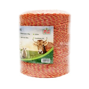 Rola fir galben-rosu fi 2mm insertie metalica 6x0.15mm SS, rezistenta 8 Ohm/m, 1000m gard electric Mezofarm - Img 3