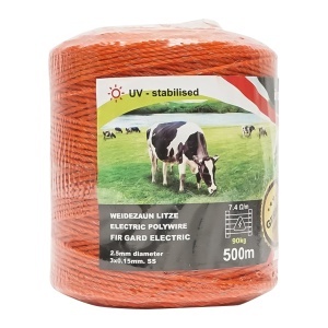 Rola fir portocaliu fi 2,5 mm 3x0.15 mm SS, 7.4 Ohm/m, 500m gard electric Breckner Germany - Img 3
