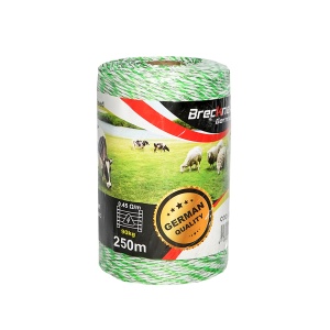 Rola fir verde-alb fi 3mm 3x0.2mm inox, 1x0.25 cupru 0.45 Ohm/m, 250m gard electric Breckner Germany - Img 2