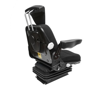 Scaun pentru tractor negru, reglabil cu cotiera, tetiera, centura si suspensie mecanica, latime sezut 455mm - Img 4