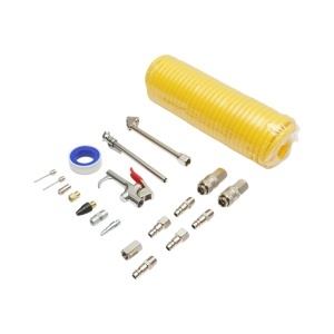 Set 20 accesorii compresor aer cu furtun spiralat, pistol suflare, conectori, duze si cuple rapide universale - Img 3